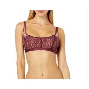 NEW Cosabella Sicilia Lace Bralette Size S Burgundy Pull On Wireless Adjustable